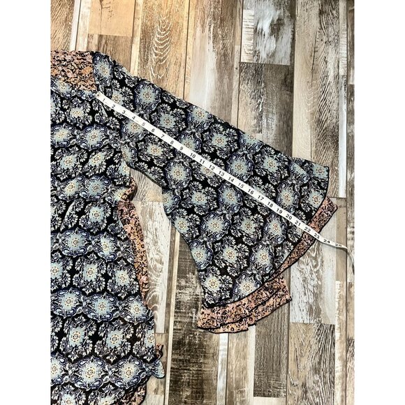 Free People Gabi Floral Print Tunic Dress Black Multi piece - Size Large - Picture 7 of 11